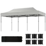 10 x 20 ft Pop Up Canopy Tent, Heavy Duty UPF50+ Outdoor Portable Instant Canopy Shelter with Wheeled Bag