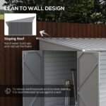 4.6' x 9' Outdoor Storage Shed, Lean to Metal Shed with Foundation Kit, Lockable Doors and Gloves for Patio, Lawn, Gray - Image 6