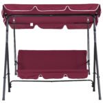 Outdoor Patio Swing Chair with Adjustable Tilt Canopy and Removable Cushion, Red