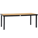 75" x 35" Outdoor Dining Table for 8 People, Rectangular Aluminum Frame Garden Table with All-Weather Faux Wood Top for Lawn, Patio, Natural