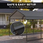 12' x 20' Metal Carport, Heavy Duty Garage Car Canopy with Galvanized Metal Roof and Removable Sidewalls, Dark Gray - Image 8