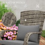 Wicker Adirondack Chair Fire Pit Chair w/ Ottoman & Cushions, Gray - Image 4