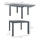 Patio Table for 6-8 People, Aluminum Frame Rectangle Garden Table with Wood Effect Steel Top, for Backyard, Dark Gray - Image 3