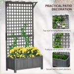 Wood Planter with Trellis for Vine Climbing, Raised Garden Bed, Privacy Screen for Backyard, Patio, Dark Gray - Image 4