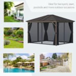 10' x 12' Hardtop Gazebo with Curtains and Netting, Gazebo Canopy with Aluminum Frame and Hooks - Image 7