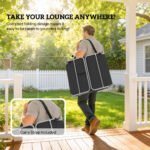 2 Tanning Chairs with Face Hole, 5-Level Adjustable Outdoor Chaise Lounge Chair with Pillow for Beach, Pool, Black - Image 7