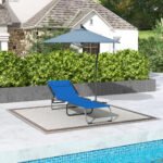 Foldable Chaise Lounge, 4-Position Reclining Back, Trifold Portable design and Breathable Mesh for Poolside,Camping, Hiking - Navy Blue - Image 8