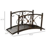 3.3' Metal Garden Bridge, Decorative Classic Footbridge Pond Bridge with Safety Railings for Backyard Garden Creek, Rust Brown - Image 3