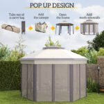 13' x 13' Pop Up Gazebo Hexagonal Canopy Shelter with 6 Zippered Mesh Netting for Patio Backyard Garden Wedding Party - Image 4
