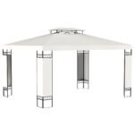 13' x 10' Patio Gazebo Outdoor Canopy Shelter w/ Double Vented Roof, Cream White