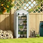 Mini Greenhouse with Screen Roof, 4 Tier Portable Small Greenhouse with High Strength PE Cover, White - Image 2