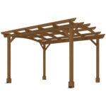 10' x 12' Wood Pergola, Outdoor Gazebo Grape Trellis with Arched Roof for Climbing Plant Support, Dark Brown