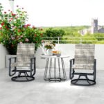 Wicker Rattan Swivel Patio Glider Chair Set of 2, Outdoor Glider Chair with Steel Frame, High Back, Armrests, Yellow - Image 8