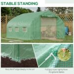 11.5' x 10' x 6.5' Walk-in Tunnel Greenhouse, Green House with Zippered Mesh Door, 7 Mesh Windows & Roll-up Sidewalls, Upgraded Gardening Plant Hot House with Galvanized Steel Hoops, Green - Image 7