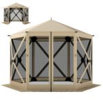 10 x 11 ft Pop Up Gazebo Screen Tent, Portable Instant Camping Canopy Screen House with Nettings, Carry Bag