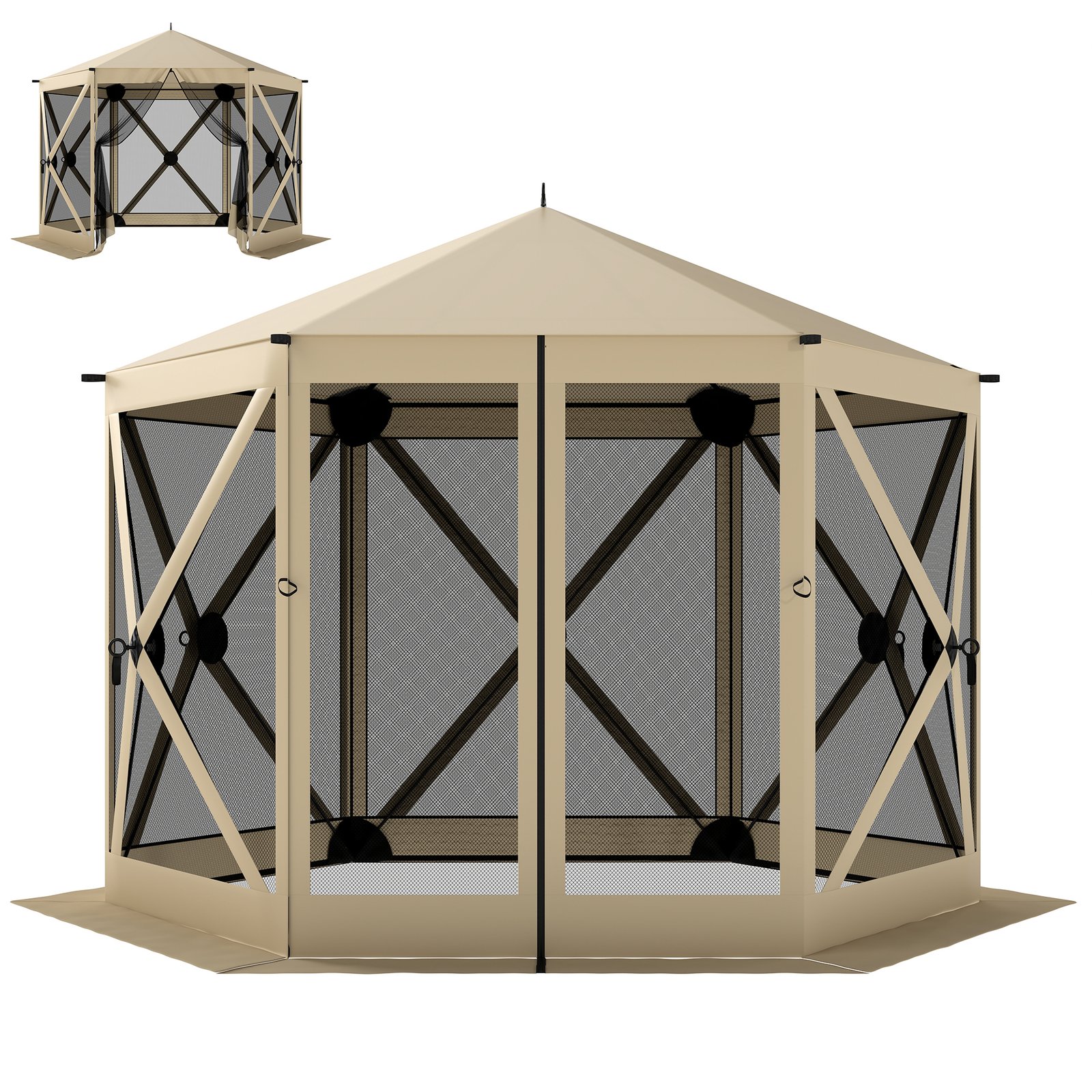 QFD7f019db3e836e5.jpg 10 x 11 ft Pop Up Gazebo Screen Tent, Portable Instant Camping Canopy Screen House with Nettings, Carry Bag - Image 1