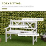 2-Seater Wooden Garden Bench, 4FT Outdoor Patio Loveseat with Unique X-Shape Back for Yard, Lawn, Porch, White - Image 5
