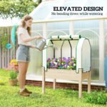 Raised Garden Bed with PE Greenhouse Cover Outdoor Planter Box for Herbs and Vegetables, 35 x 22 x 47 inch, Natural - Image 6