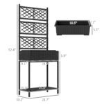 Outdoor Wicker Planter with Trellis for Climbing Plants, Freestanding Rattan Garden Box with Storage Shelf, Black - Image 3