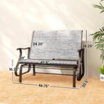 2-Person Outdoor Glider Bench, Patio Glider Loveseat Chair with Powder Coated Steel Frame, 2 Seats Porch Rocking Glider for Backyard, Lawn and Garden, Mixed Gray - Image 3