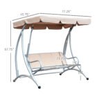 3-Seat Outdoor Porch Swing Chair, Patio Swing Glider with Adjustable Canopy, Breathable Seat, and Steel Frame for Garden, Poolside, Backyard, Beige - Image 3