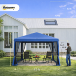 10' x 10' Pop Up Canopy Tent with Netting, Instant Gazebo, Screen House Room with Carry Bag, Height Adjustable, for Outdoor, Garden, Patio, Camping - Image 3