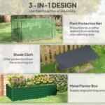 Galvanized Steel Planter Box with Crop Cage and Shade Cloth, Raised Garden Bed for Flowers, Veggies and Herbs, Green - Image 4
