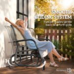 3-Person Outdoor Patio Glider Bench, Porch Glider Swing with 3 Seats, Breathable Mesh Fabric, Metal Frame, Brown - Image 4