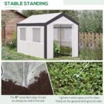 10' x 7' x 7' Greenhouse, Walk-in Outdoor Tunnel Green House with PE Cover, Steel Frame, 2 Roll-Up Zipper Doors & 4 Windows for Flowers, Vegetables, Tropical Plants, White - Image 6