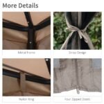 10' x 10' Gazebo Tent, Double Roof Outdoor Canopy Shelter, with Netting Fabric and Vented Roof, Steel Corner Frame for Garden, Lawn, Backyard, Taupe - Image 8