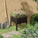 1 Piece Raised Garden Bed with Legs, Planter Box Raised Bed to Grow Flowers, Herbs & Vegetables, Brown - Image 2