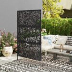 Decorative Privacy Fence Screen, Metal Outdoor Privacy Screen Climbing Plant Trellis with Stand, Bamboo Black - Image 7