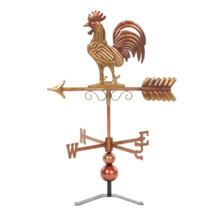 Metal Rooster Weathervane with Roof Mount Wind Direction Indicator