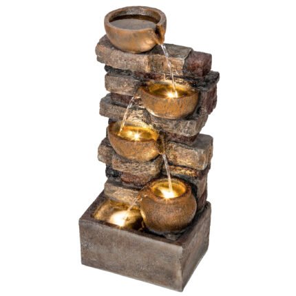 28" Outdoor Fountain with 5-Tier Rustic Jugs
