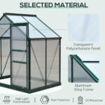 6' x 4' Greenhouse for Outdoors, Polycarbonate Greenhouse with Rain Gutter and Roof Vent, Aluminum Walk-in Green Houses for Outside for Patio Backyard Garden, Dark Green - Image 7