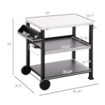 3-Shelf Outdoor Grill Cart Table with Side Handle, Stainless Steel Pizza Oven Stand on Wheels, Black - Image 3