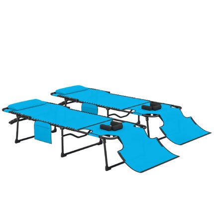 2 Piece Folding Chaise Lounge Pool Chairs