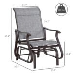 Outdoor Glider Chair, Gliders for Outside Patio with Steel Frame and Mesh Fabric for Backyard, Garden, and Porch, Gray - Image 3