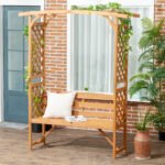 Patio Garden Bench, Wooden Bench, Outdoor Bench for Vines/Climbing Plants, Brown - Image 2