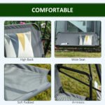 3-Person Porch Swing with Stand, Outdoor Swing for Patio Porch with Adjustable Tilt Canopy and Comfortable Swing Bench-Style Seat, Steel Frame, Gray - Image 6