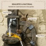 Outdoor Water Fountain, Decorative Garden Birdhouse, 3-Tier Cascading Waterfall with LED Lights and Water Wheel, Soothing Tranquility for Home Garden, Yard Decor - Image 7