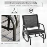 Outdoor Glider Chair, Steel Swing Chai with Curved Armrests for Porch, Garden, Poolside, Balcony, Black - Image 6
