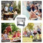 80 QT Rolling Cooling Bins Ice Chest on Wheels Outdoor Stand Up Drink Cooler Cart for Party, Silver - Image 7