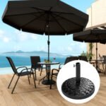 19" Patio Umbrella Base, 26 lbs Concrete Heavy Duty Umbrella Stand, Round Patio Umbrella Holder for 1.5"/1.9" Umbrella Poles for Outdoor, Lawn, Poolside - Image 2