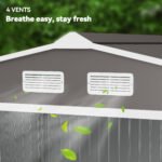 9' x 6' Outdoor Storage Shed, Garden Tool Metal Shed with Foundation Kit, Light Gray - Image 8