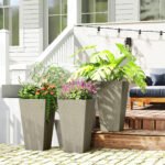 Tall Planters for Outdoor Plants Set of 3, 28 In Taper Planters with Drainage Holes, Indoor Grande Plant Pots, Front Porch Decor, Grey - Image 2