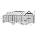 20' x 8' Aluminum Greenhouse Polycarbonate Walk-in Garden Greenhouse Kit with Adjustable Roof Vent, Rain Gutter and Sliding Door for Winter, Clear - Image 3