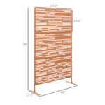 78" H x 48" W Metal Outdoor Privacy Screen, Freestanding Decorative Privacy Fence Screen for Balcony, Brown - Image 3