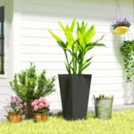23 Inch Tall Planters for Outdoor Plants, Set of 2 Plastic Flower Pots, for Front Door Patio Garden Use, Black - Image 8