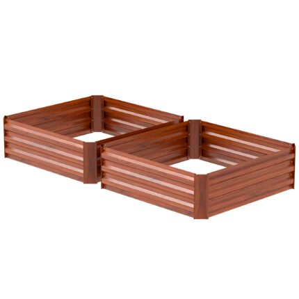 2 Piece Galvanized Raised Garden Bed with 3.3' x 3.3' x 1' Metal Planter Box